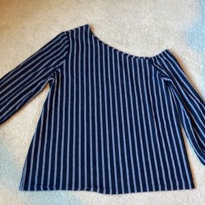 One shoulder blue striped shirt. Banana Republic